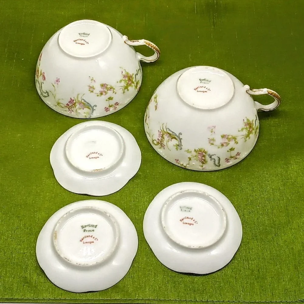 Haviland & Co. Limoges France Porcelain - 2 Cups & 3 Small Plates
